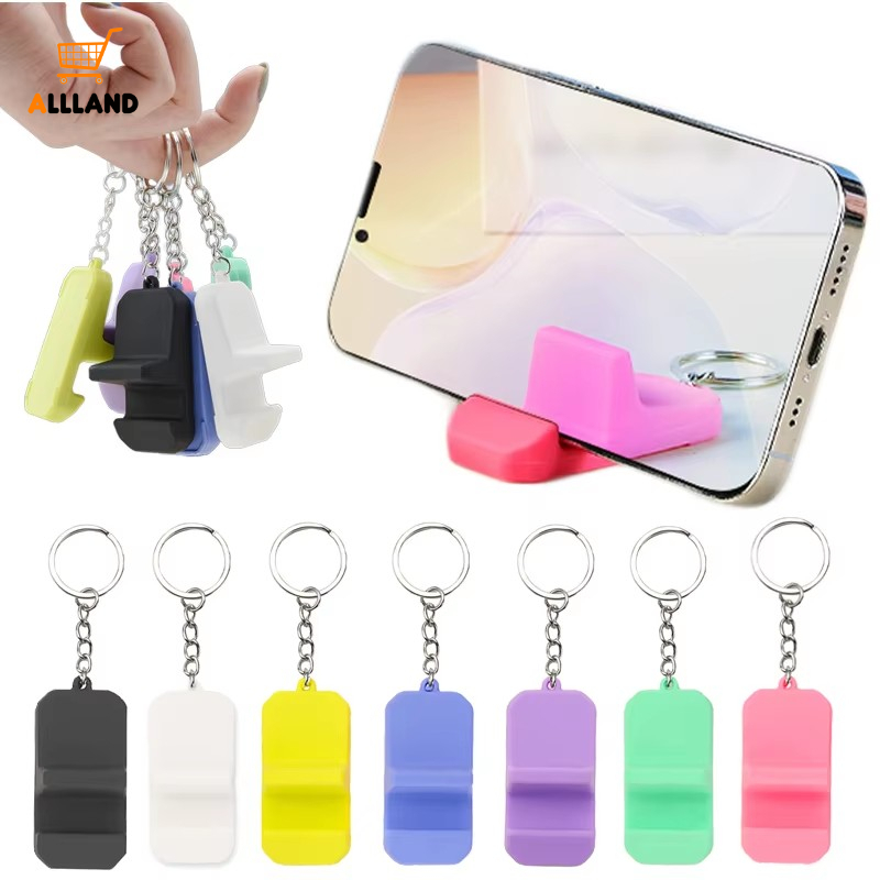 Portable PVC Mini Keychain Mobile Phone Holder/ Easy Carrying Hangable Desktop Tablet Phones Stand/ Universal Smartphone Bracket Accessories