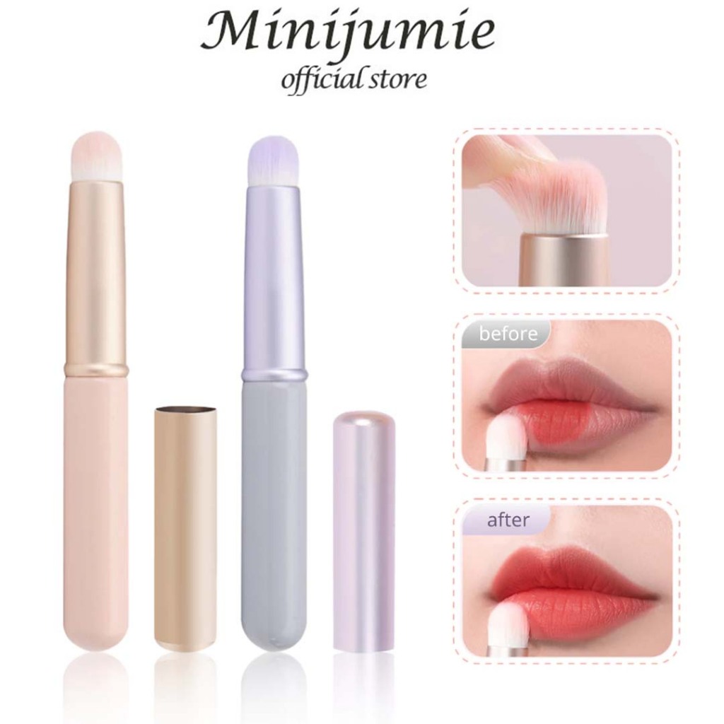 Short-handled Round Lip Brush Concealer Brush with lid Smudge Lipstick Brush Makeup Tools口红刷唇笔刷随身嘴唇
