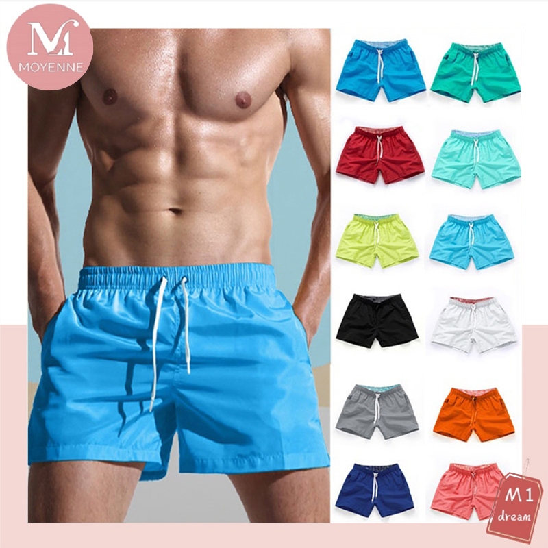 Latest Upgrade Summer Sports Fashion Men's Beach Shorts Swimming Pants Quick Dry Plain