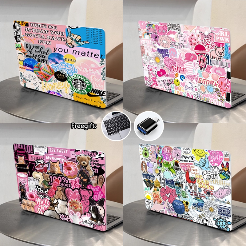 Fashion Stickers Printing Case for 2026 Macbook Neo 13 inch M5 Air13 Air15 A3449 A3448 Pro14 M5 A3434 Air Pro13.3 Retina A2179 A2338 M1 Air 2020 A2337 Air M4 M3 with Keyboard Cover