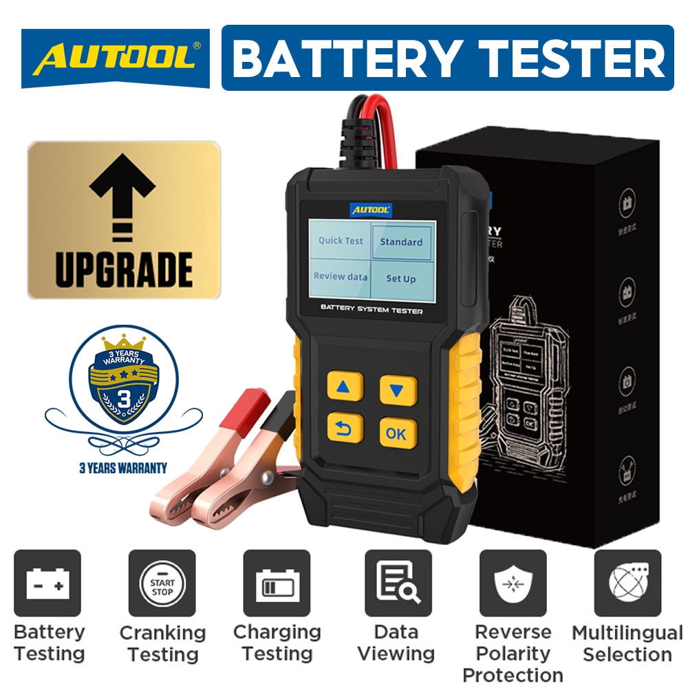 【Local Stock】AUTOOL BT360 12V Car Motorcycle Battery Load Tester Good Or Bad Battery Auto Battery Life Battery Level Car Battery Tester Battery Checker