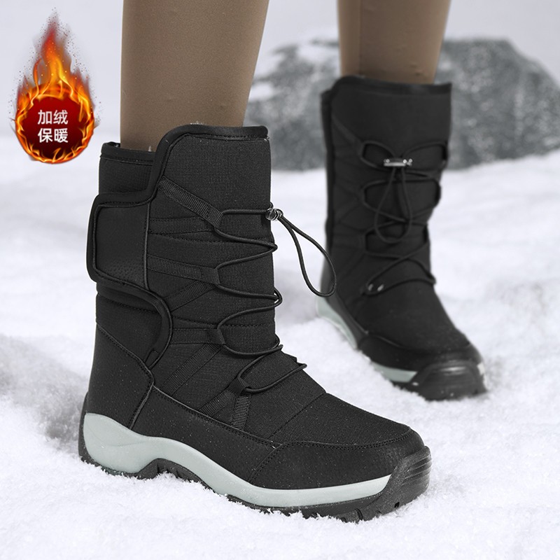 High-top Northeast Winter Outdoor Snow Boots Women's Fleece Thickened Warm Cotton Shoes Men Waterproof Anti-Skiing Country Travel Skiing Shoes Hiking Boots Canada Russian Cotton Shoes