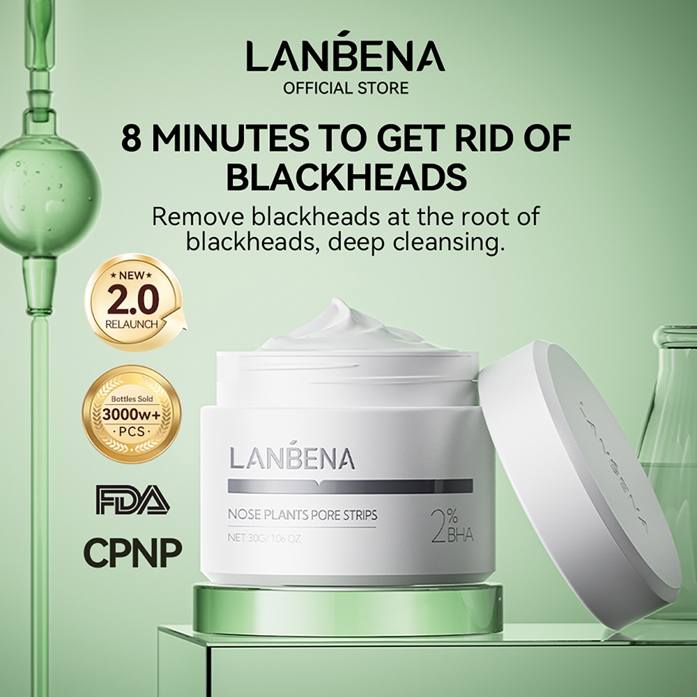 LANBENA krim penghilang titik hitam, Topeng muka mengelupas, jalur pori, rawatan jerawat, penjagaan kulit, pembersihan mendalam / Blackhead Remover Face Nose Mask Pore Strip Black Mask Peeling Acne Treatment Deep Cleansing Mask Oil Control Skin Care