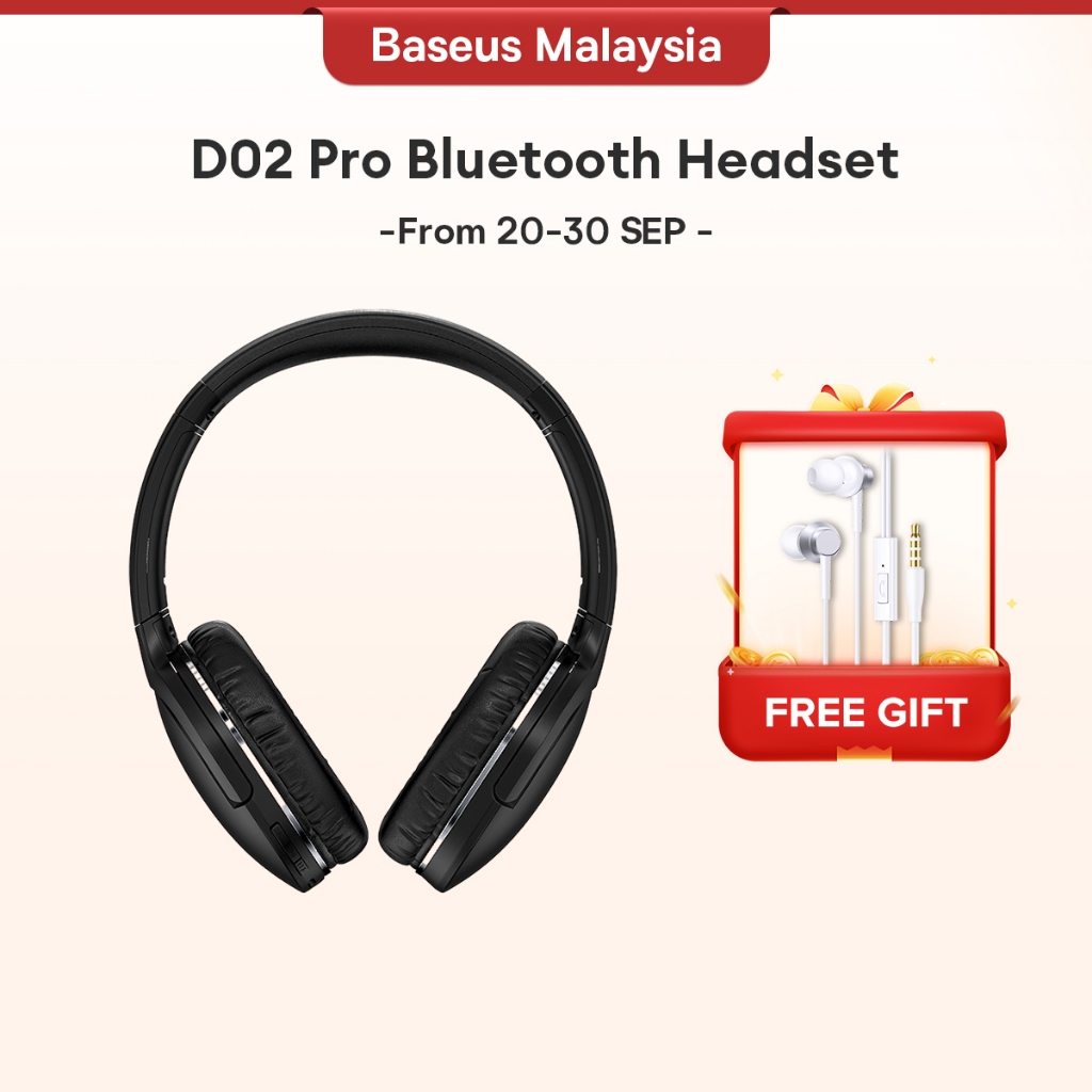 Baseus D02 Pro Bluetooth Earphones Stereo Wireless 5.3 HIFI Foldable Sport Headset