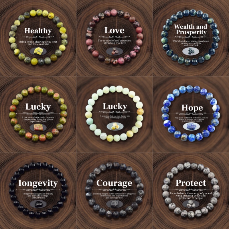 Fashion Natural Stone Beaded Bracelets Colorful Healing Stone Bracelet Men And Women Energy Jewelry Gifts Healthy Protect Love Courage Lucky Charisma