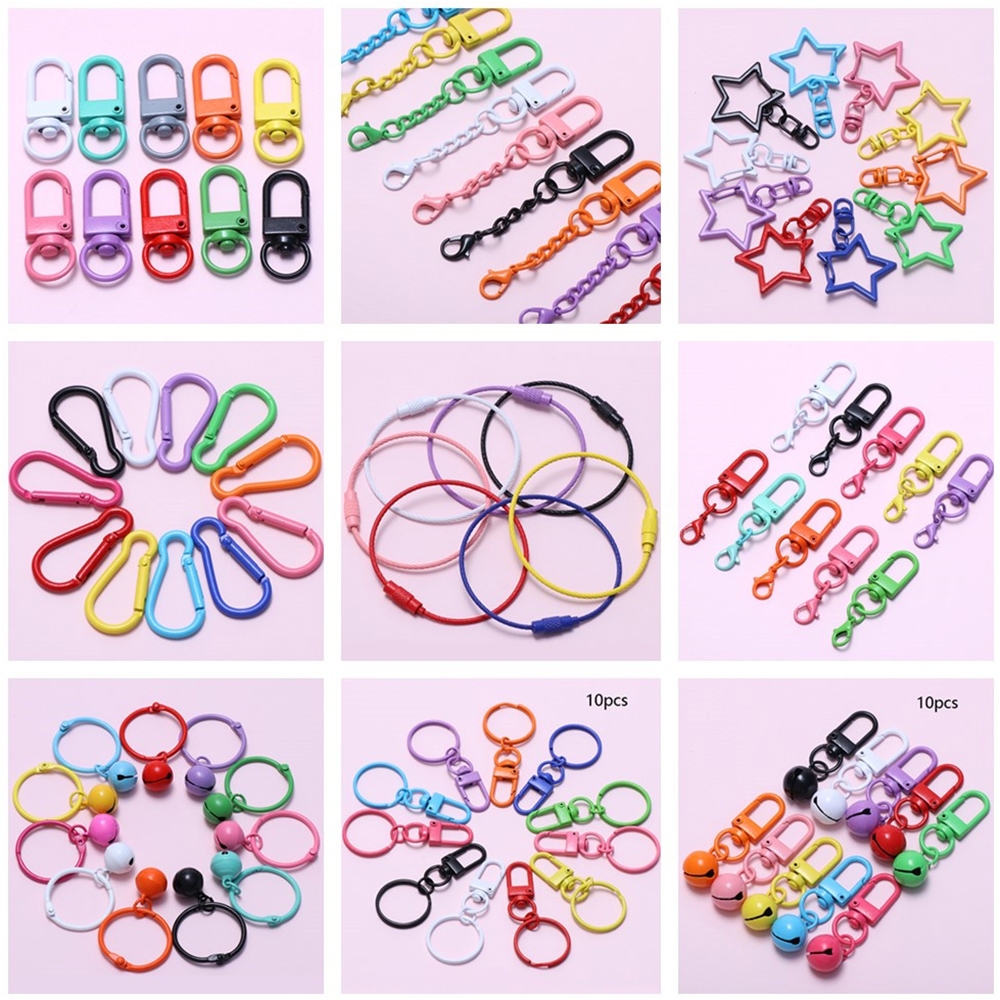 10PCS Key Rings With Lobster Clasp Metal Keychain Bell Split Rings Keyfob Charm for bag Jewelry Making