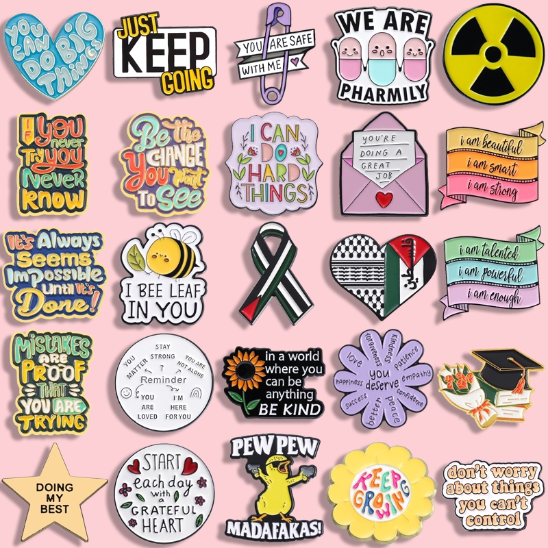 Spot Wholesale 77 Styles of Palestinian Flag Enamel Pin Map Badge Text Short Sentence Peace Brooch Fashion Clothing Accessories Gift