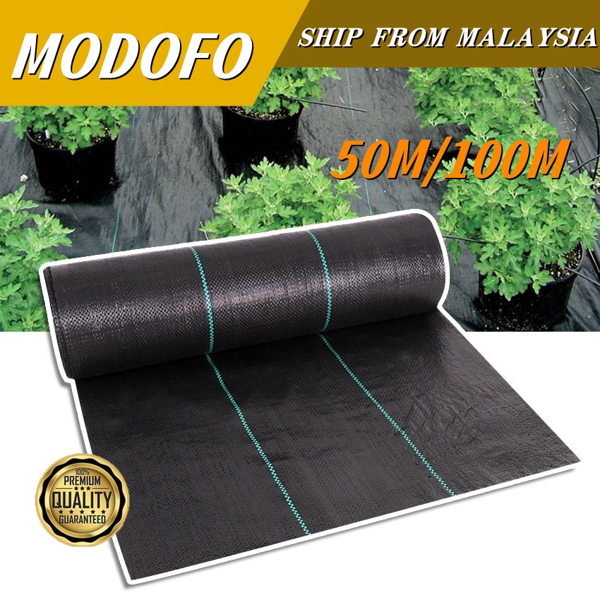 MODOFO 50/100M Garden Weedmat Weed Control Mat Barrier Weedmat Nail Garden Fence Garden Decoration penutup tanah