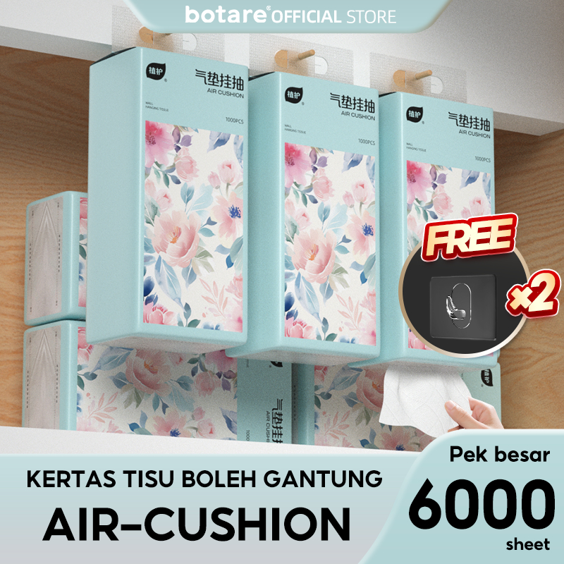 [6 pcs]Botare Air Cushion Tissue Deluxe Soft Pack Facial Tissue Large 4-ply Baby tissue 1000 sheets
