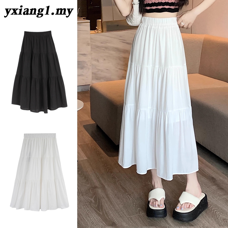 Hight Quality Skirt Korean Style White Skirt Long Skirt Women Skirt Skirt Putih Skirt Kembang Pleated Skirt Long Skirt Skirt Pleated Skirt Labuh Ruffle Skirt A-line Skirt White Skirt Long Plain Skirt White Long Skirt
