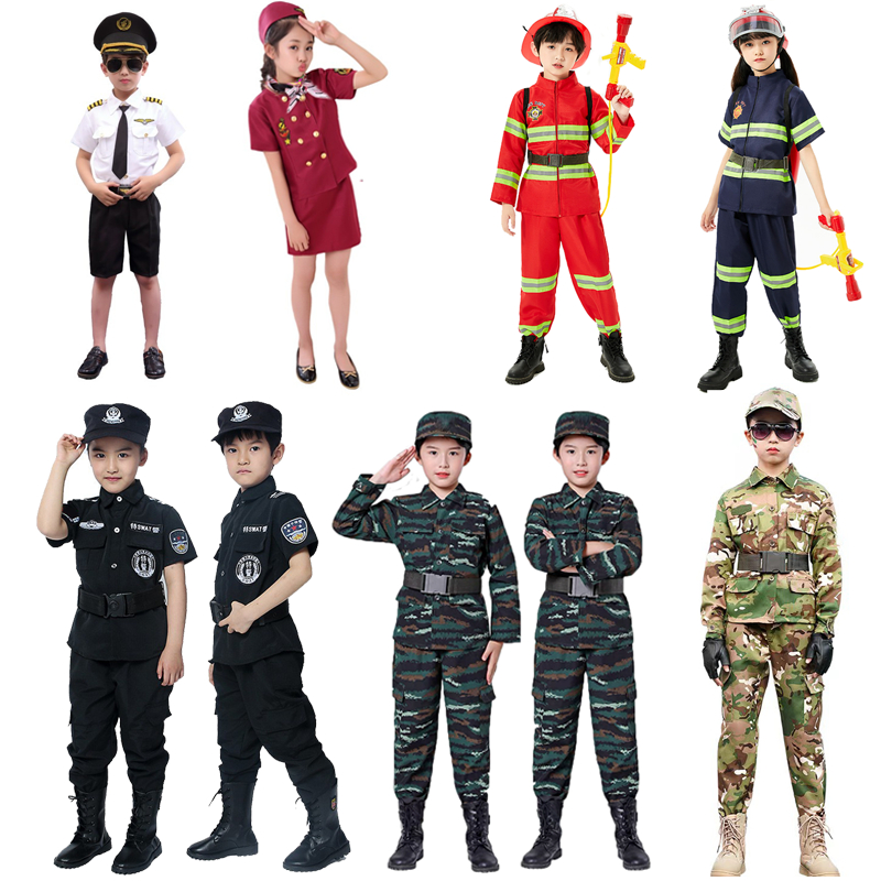 Kostum Polis Budak Career Costume for Kids Girl Army Costume for Kids Boys Camouflage Soldier Costume Military Uniform Police Halloween Costume Cosplay baju kerjaya kanak kanak