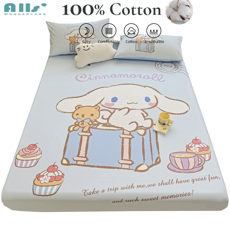 100% cotton fitted sheet Buaya kecil Lembaran kapas kartun dipasang Linen katil yang selesa