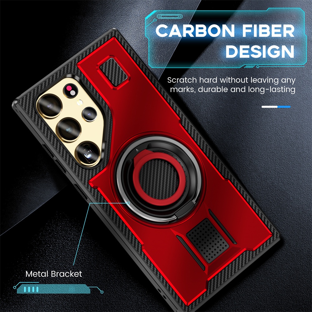 360 Ring Bracket Shockproof Phone Case For Samsung A06 Casing Fashion Cover Galaxy A16 A05S A05 A15 A25 A35 A55 Hard Cases