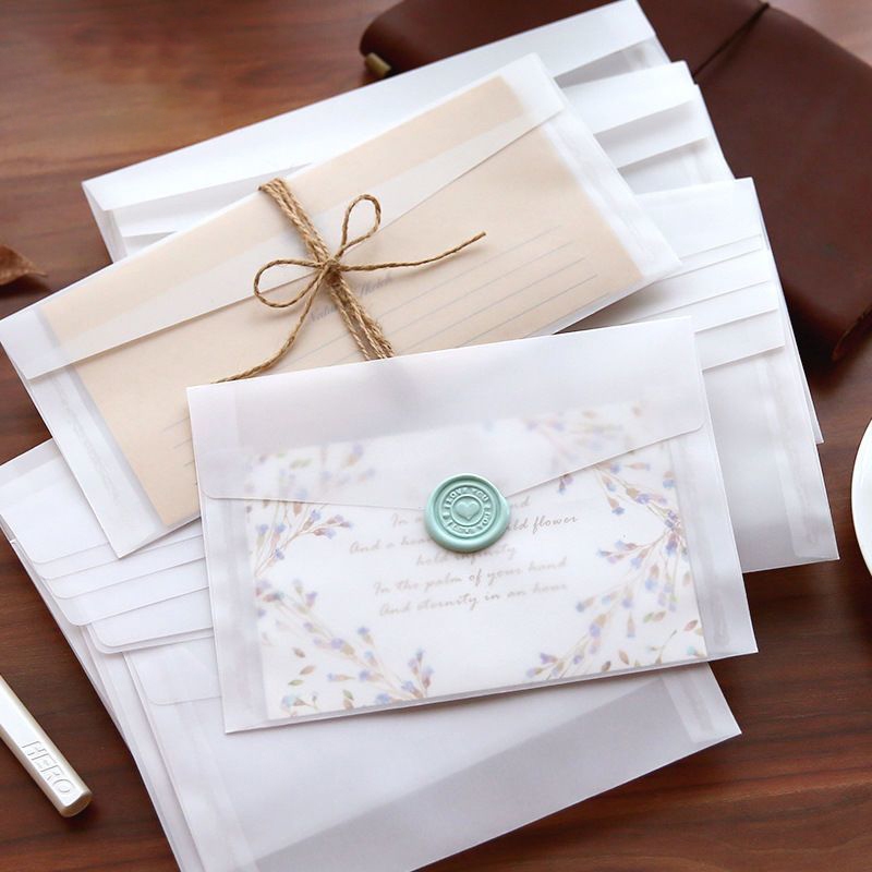 Ins Translucent Frosted Envelope Kawaii Acid Paper Matte Envelope Kraft Letter Pads Seal Stickers Party Wedding Invitation Postcard Letter Paper Cover