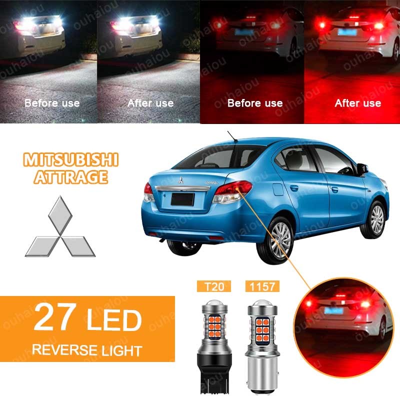 [MITSUBISHI ATTRAGE] 1pcs 27LED Car Brake Light Bulb Non  Flash & Flash T20/7443 1157/P21-5W (Strobe 3 Times + Constant)