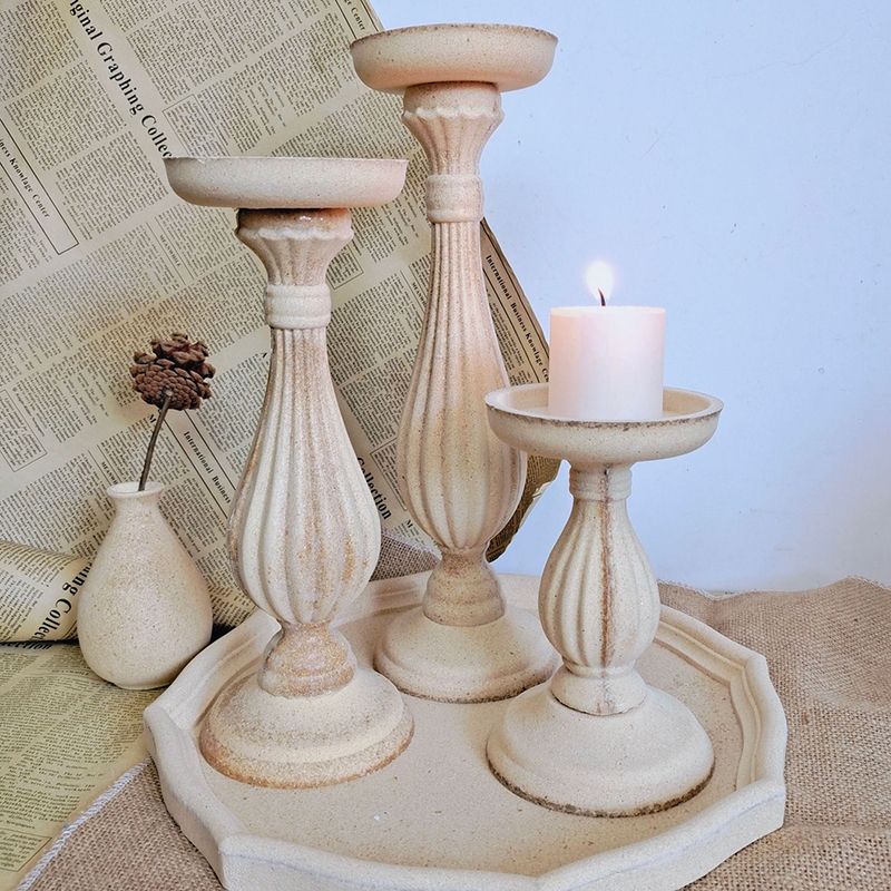 1pc Vintage Wooden Candle Holder Carving Wedding Party Home Table Centerpiece Decoration Crafts