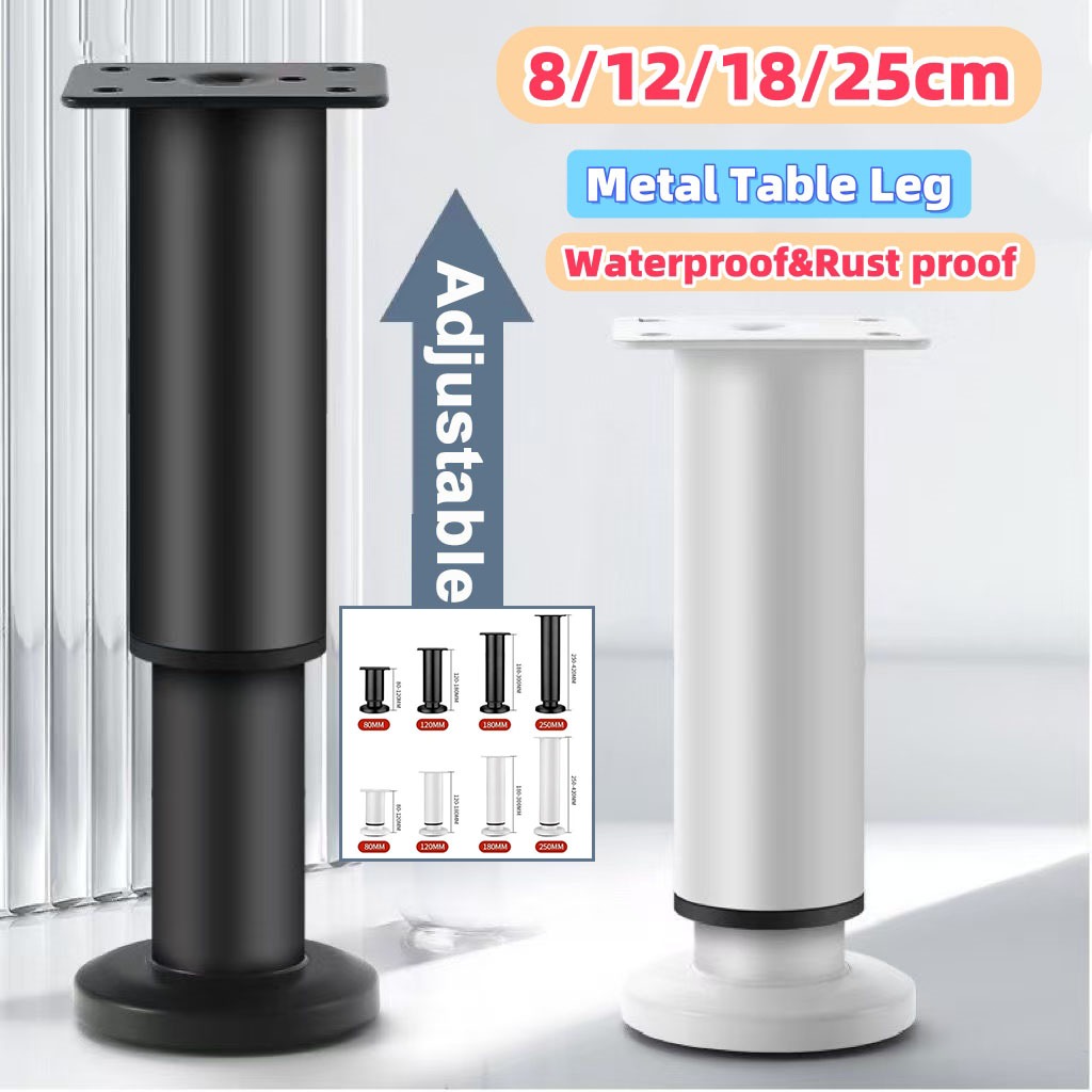 Adjustable 8/12/18/25cm Metal Table Leg kaki meja Bed Leg Support kaki sofa Cabinet Leg Furniture Feet