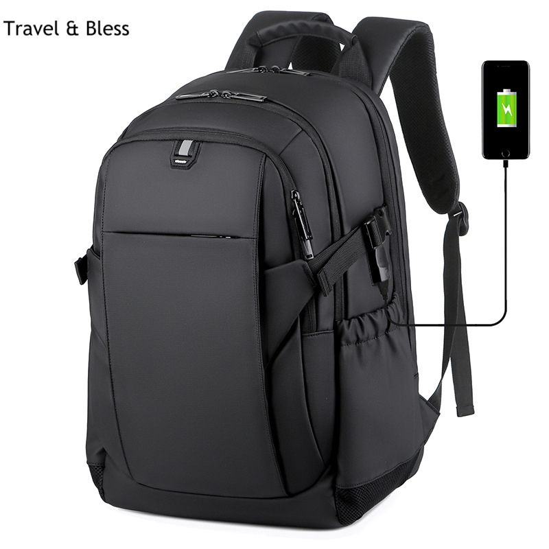 Travel&Bless NEW Waterproof USB Charging Large Capacity Men Backpack High College Student School Bag for Teenage Boys Casual