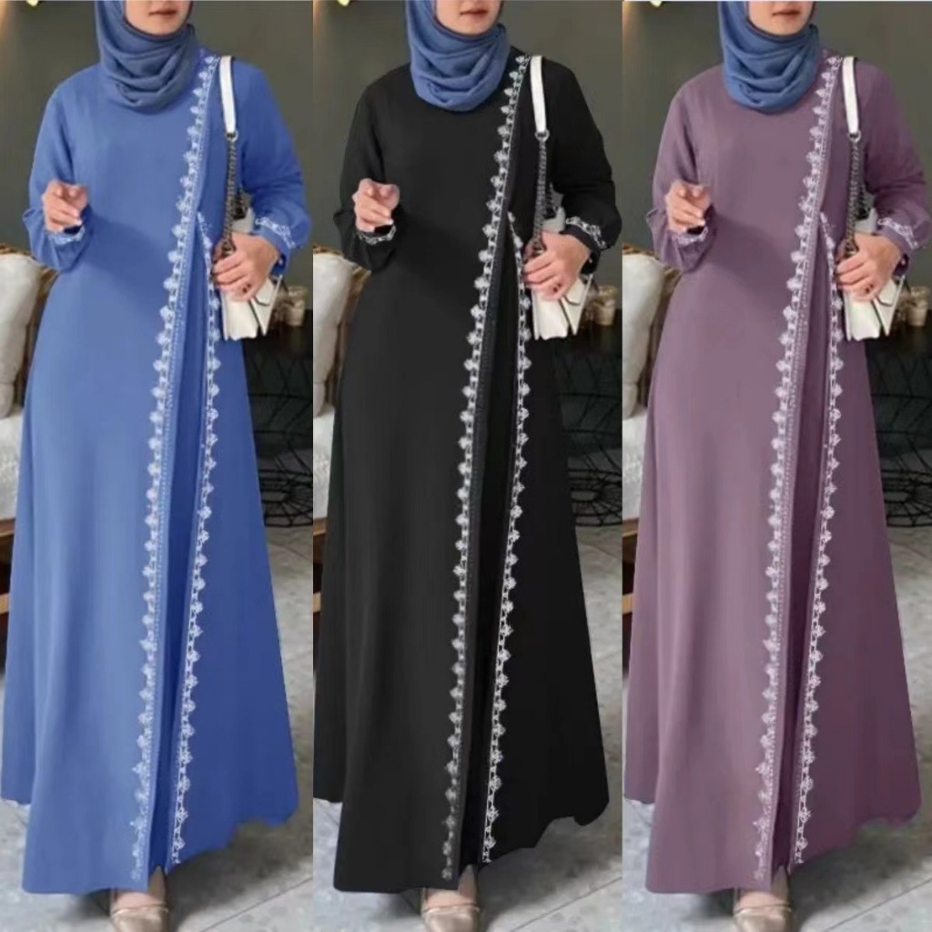 GDTIMA Baju Raya 2025 Viral Abaya kaftan Juban Muslim Women Outfit Ironless Long sleeves Maxi Dress