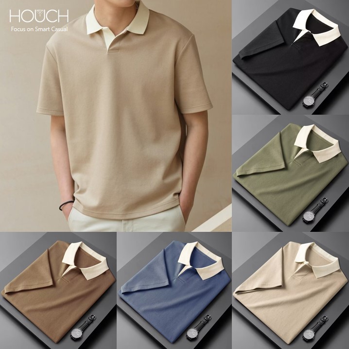 Local DeliveryCOD Men Polo Shirt Baju Collar T Shirt Lelaki Collar Plus size Smart casual shirt man Baju berkolar baggy lelaki baju oversize lelaki cotton jersey t shirt Summer korea Short-sleeved Oversize Men Shirt Unisex