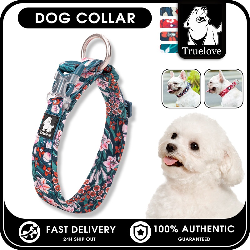 TRUELOVE Floral Cotton Dog Collar Adjustable Pet Collars Soft Padded Pet Puppy Necklace for Small Medium Large Breeds Basic Collar