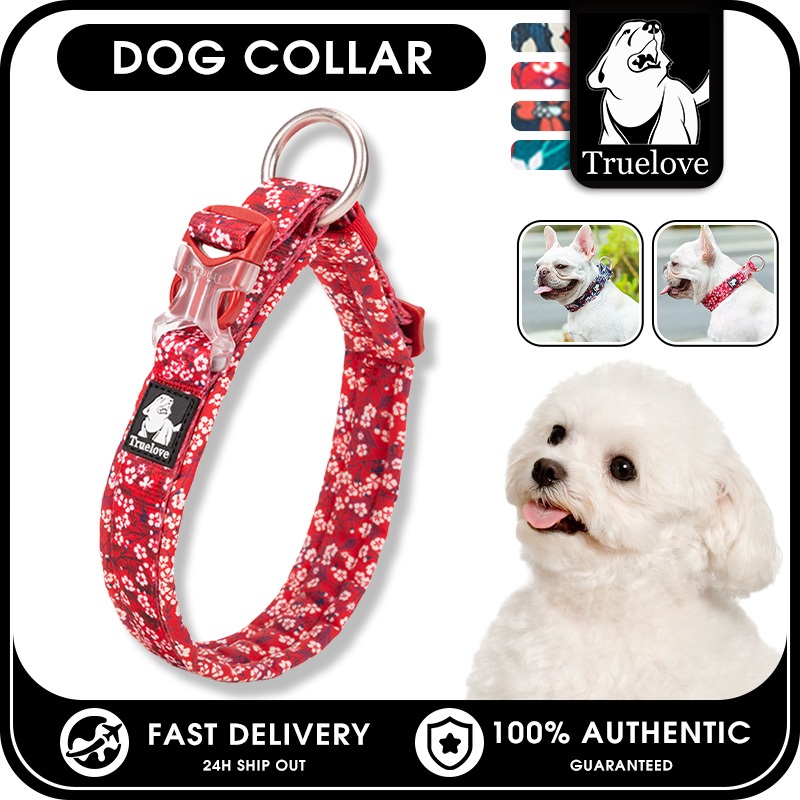 TRUELOVE Floral Cotton Dog Collar Adjustable Pet Collars Soft Padded Pet Puppy Necklace for Small Medium Large Breeds Basic Collar