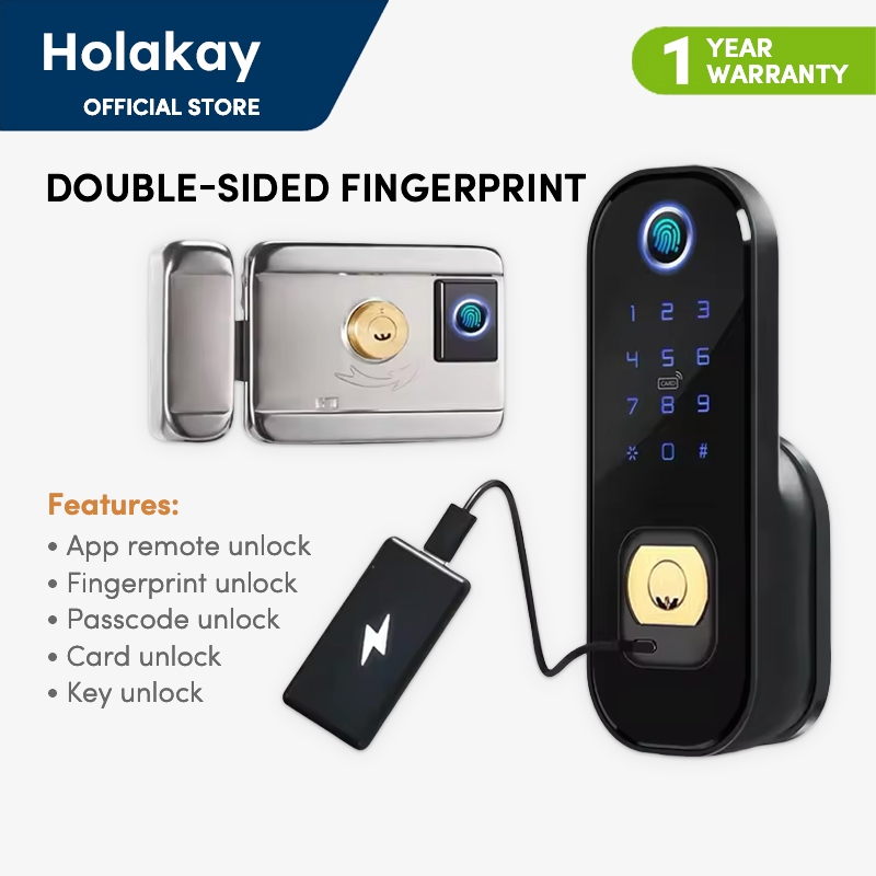 Tuya WiFi Smart Locks Double Side Fingerprint Security Door Lock Wireless and Biometric Security Lock Encryption with Keys