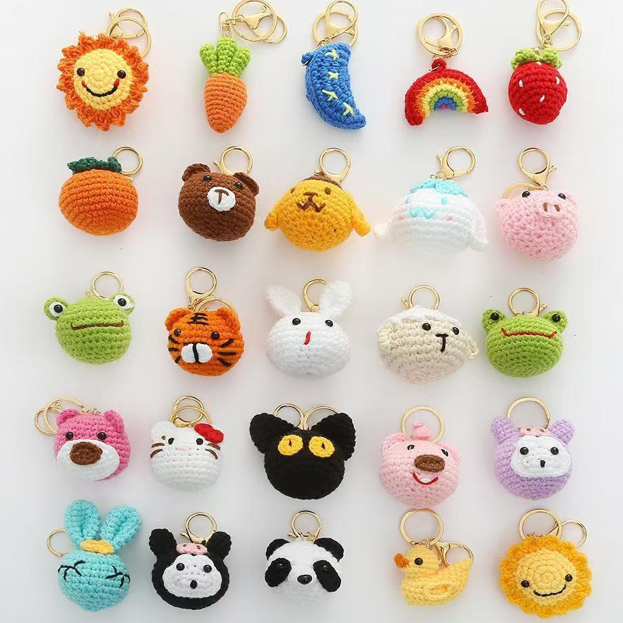 Handicraft yarn weaving art pieces jewelry gift toy ornament keychain animal fruit vegetable anime IP dog cat apple banana pumpkin potatoe