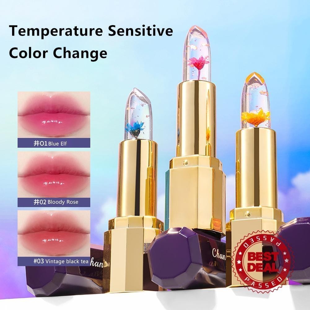 Flower Jelly Lipstick Lip Balm Color Change Makeup