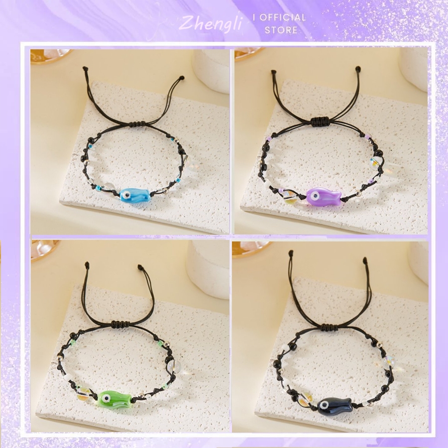 Zhengli Fashion Cartoon Handmade Ceramic Braided Devil's Eye Pottery Fish Bracelet - Mitene World Jewelry Gift For Men Women