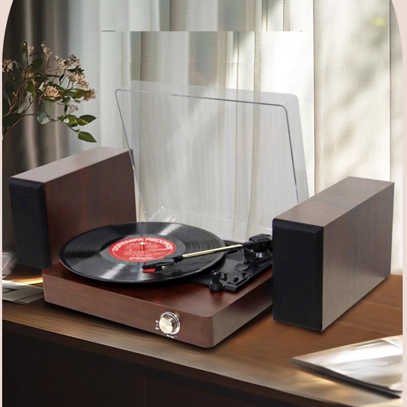 Middix Vintage Record Player With Dual Stereo External Speakers HI-FI System Bluetooth Turntable Player With AUX and USB Interface