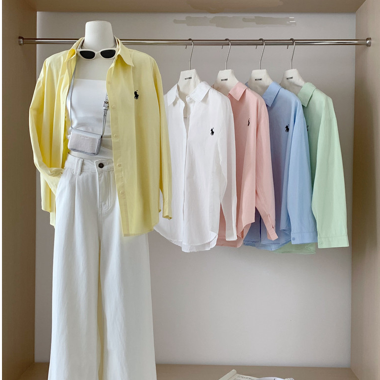 Cotton Korean Style Women Ladies Loose Long Sleeve Shirt Blouse Baju Baju Wanita Lengan Panjang New Ready Stock