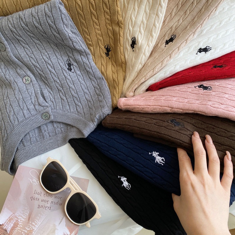 Chic Korean Style Long-Sleeved Twist Knitwear Women's Embroidered Slim-fit Slimmer Look Short Outer