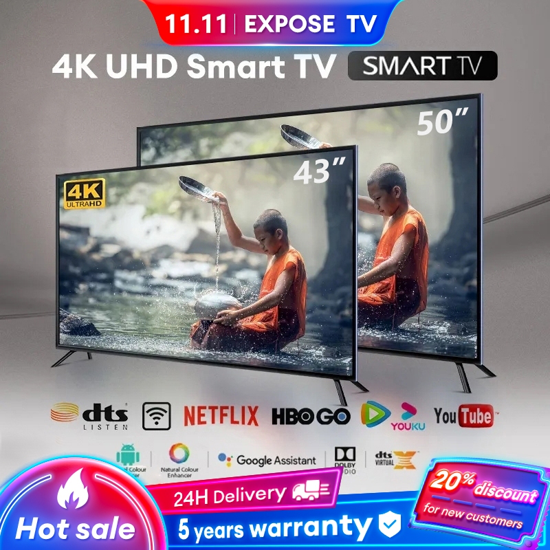 Smart TV 43 Inch 4K UHD OLED Android 12.0 WiFi built-in TV BOX Dolby Vision Audio 5 Year Warranty