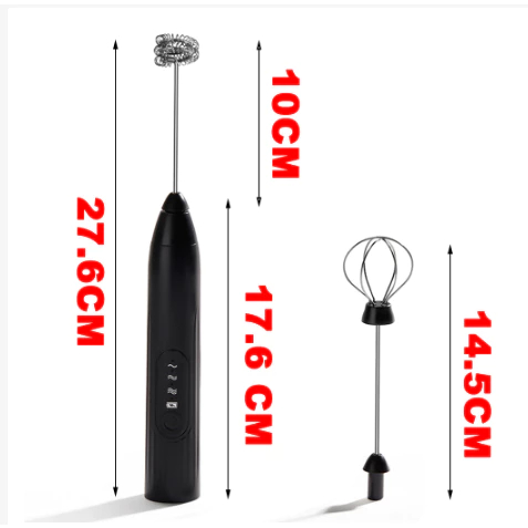 Milk frother Electric milk frother egg beater plus two USB charging heads easy to stir milk frother egg beater can change 2 types of heads adjust multiple speeds make milk foam easily