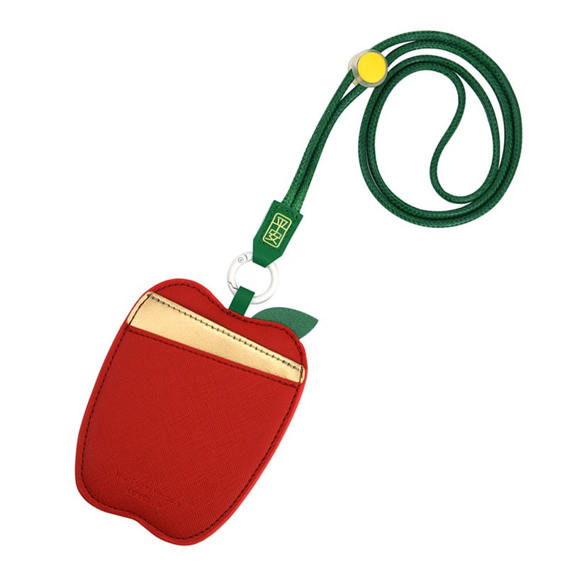 [Custom Engrave] Student ID Card Holder Christmas Apple Shaped Hanging Rope Chest Badge Name Tags