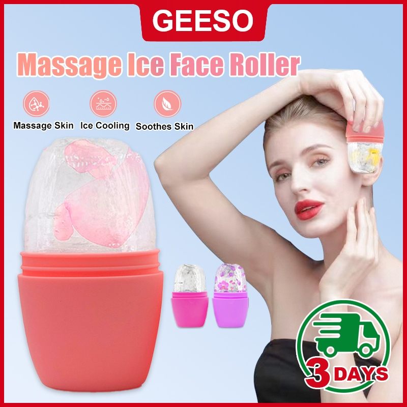 GEESO Massage Ice Face Roller Face Eye Reusable Beauty Ice Facial Contour Roller Face Skin Care Silicone Stick Ice Hockey 硅胶敷脸冰格 舒缓 按摩脸部