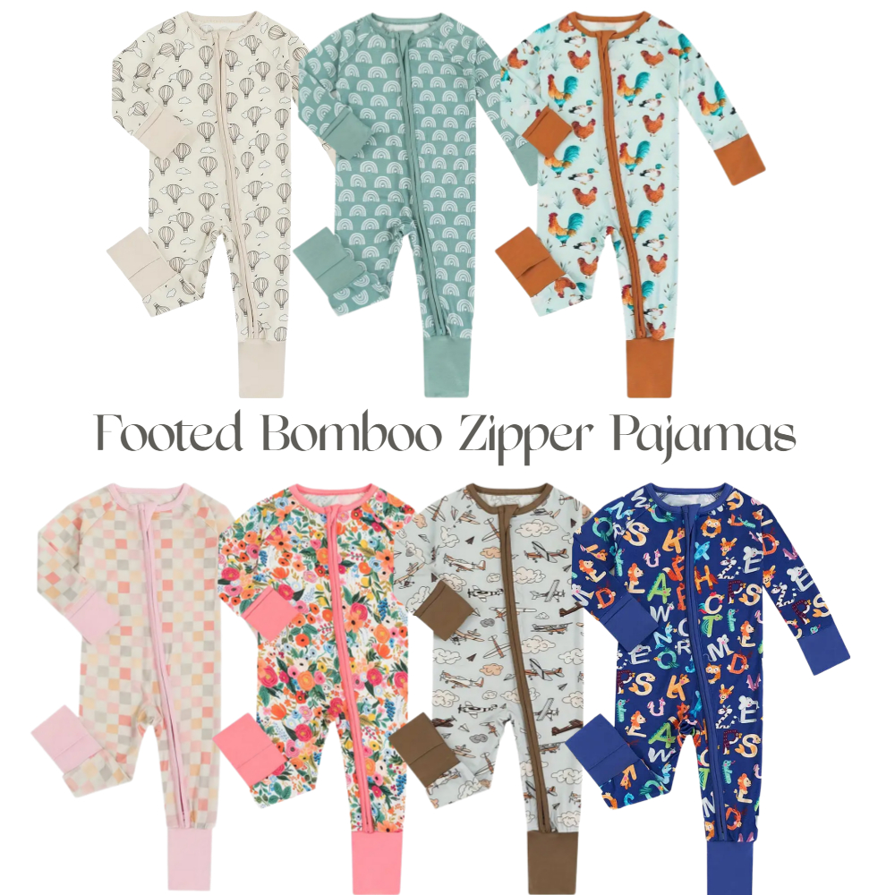 Newborn Bamboo Footed Clothing - 2-Zipper Pajamas Onesies Baby Romper