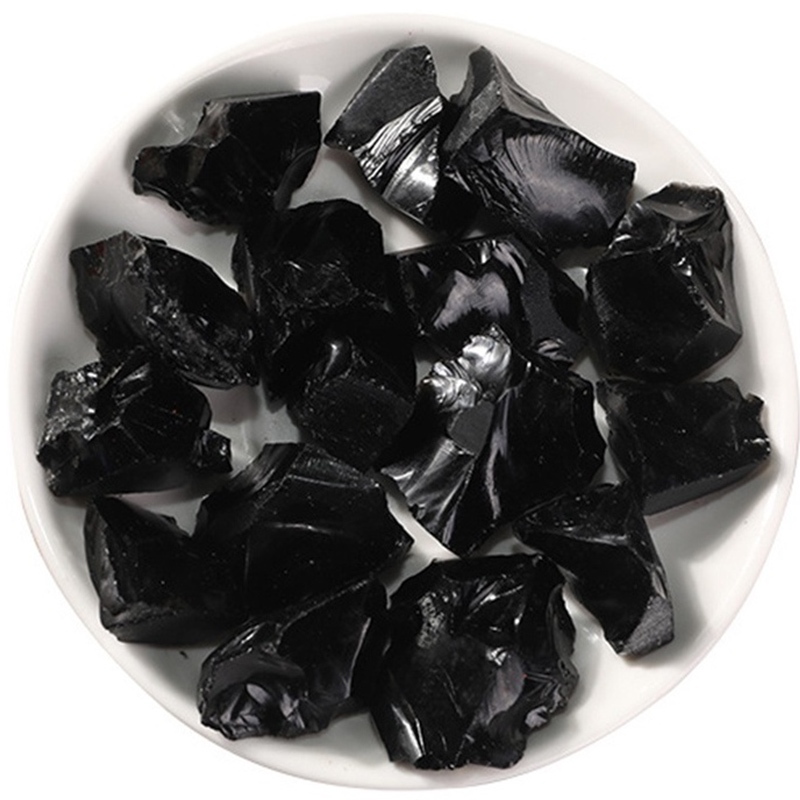 100g/pack Rough Black Obsidian Natural Raw Stones Mineral Teaching Specimen Home Fengshui Decor
