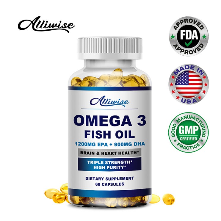 Alliwise Fish Oil Omega 3 Deep Sea Oil Rich In DHA And EPA Ve Non-Gmo Vegetarian Skin Care Improve Concentration