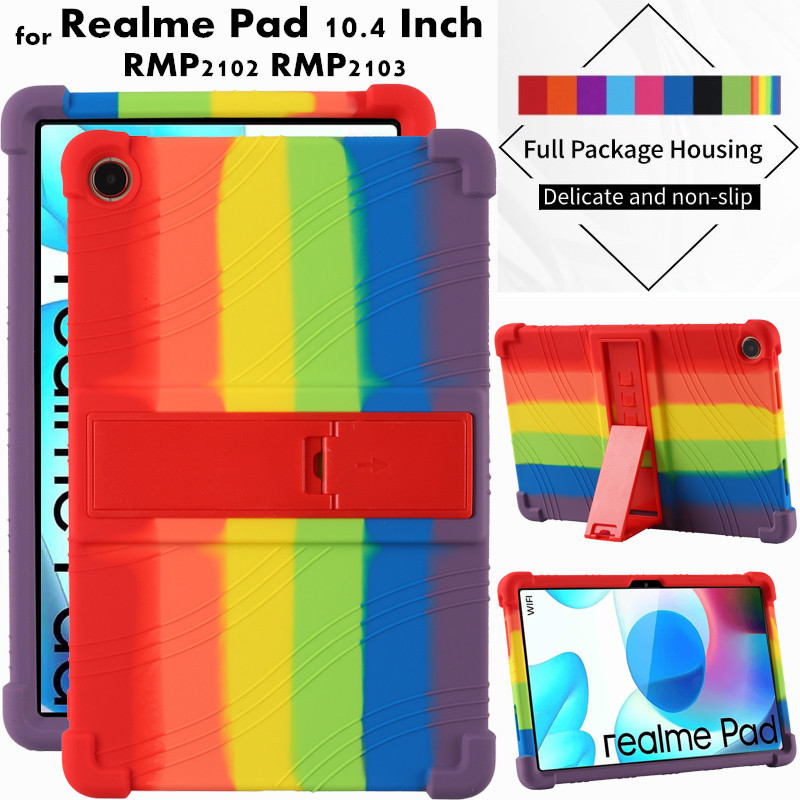 for Realme Pad 10.4 Inch RMP2102 RMP2103 Tablet Case Super Shockproof Soft Silicone Protective Case Stand Cover
