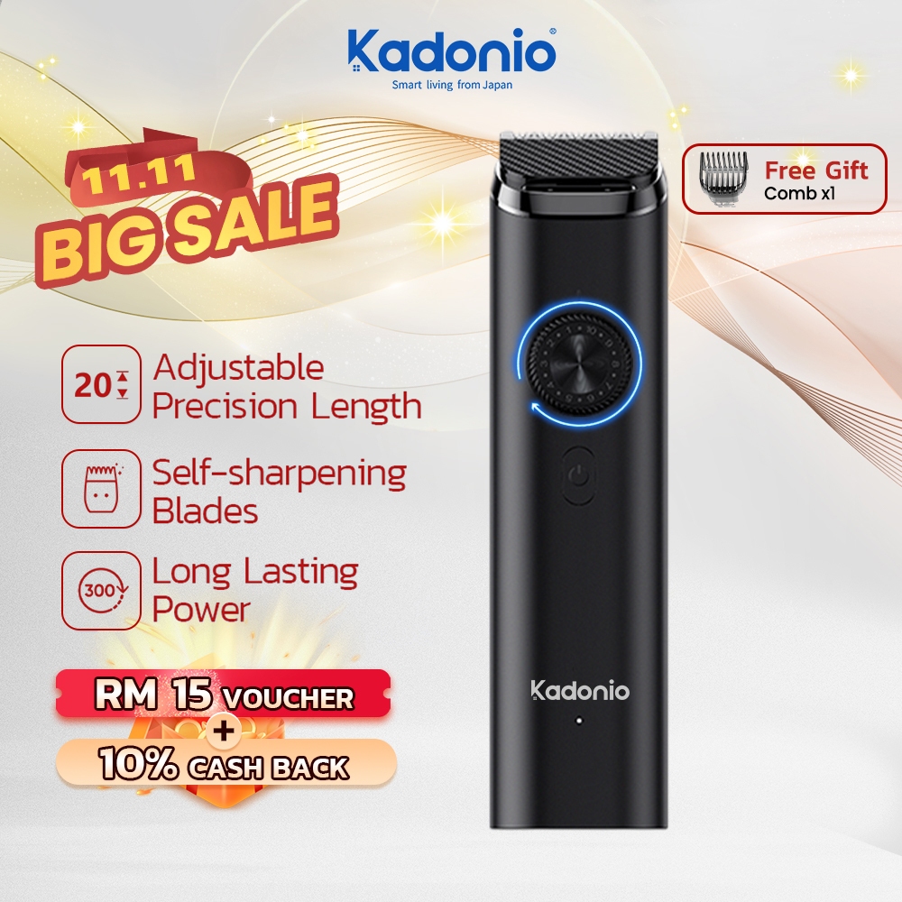 KADONIO Men Beard Trimmer Cutter Haircut Machine for Men, Men's Multifunction Electric Shaver 2 in 1 Trimmer Razor Rechargeable Cordless Hair Clipper ET01-BLACK