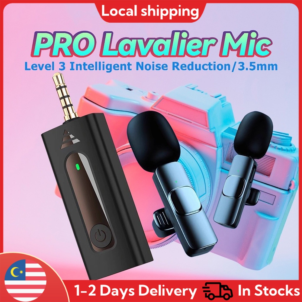 [Local Stock] VLOG Microphone Wireless 3.5mm Lavalier Lapel Microphone Omnidirectional Condenser Mic for Camera Speaker Smartphone Recording Mic for Youtube