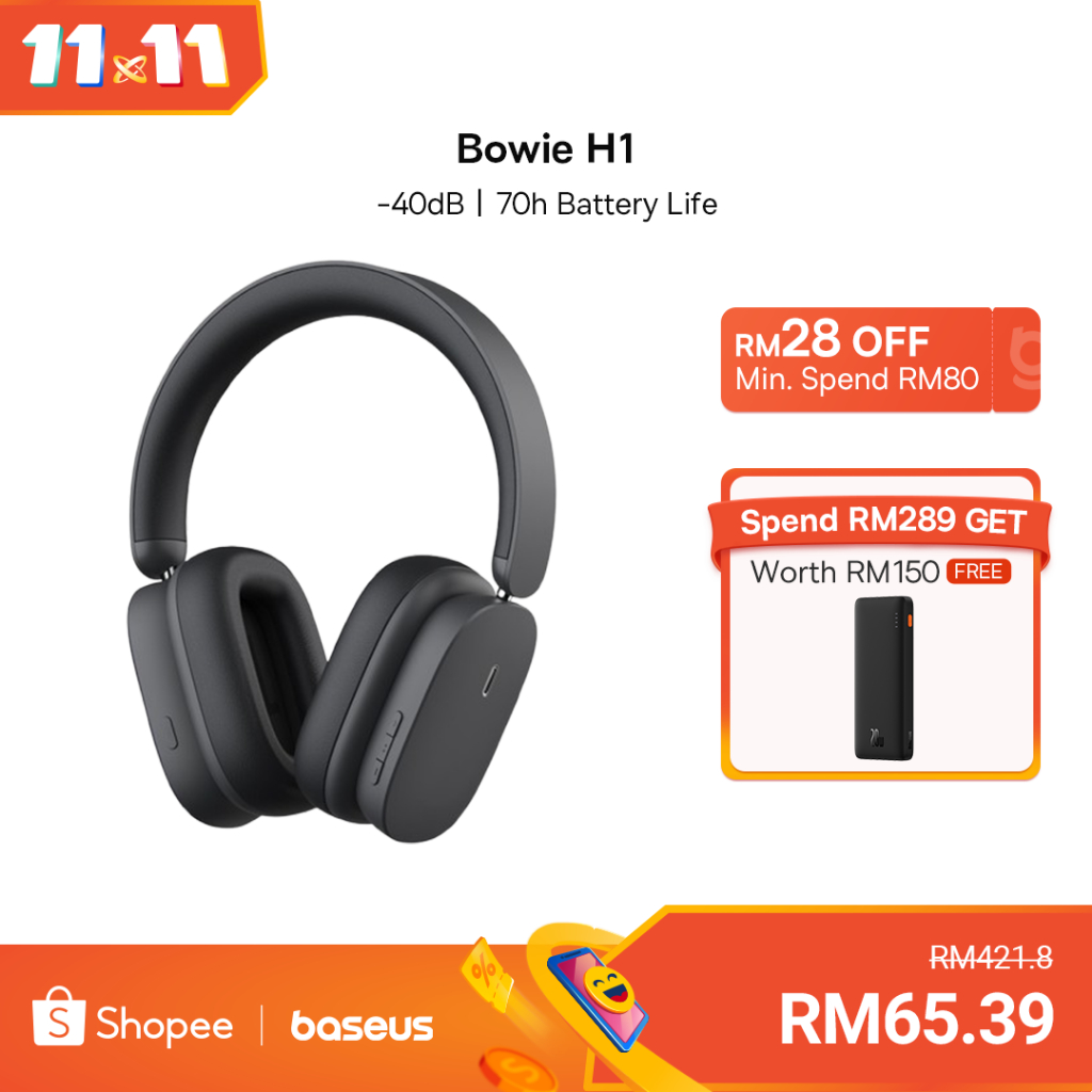 Baseus H1 Wireless Headphones ANC Bluetooth 5.2 Ultra-long Battery Life -40dB Noise Cancellation