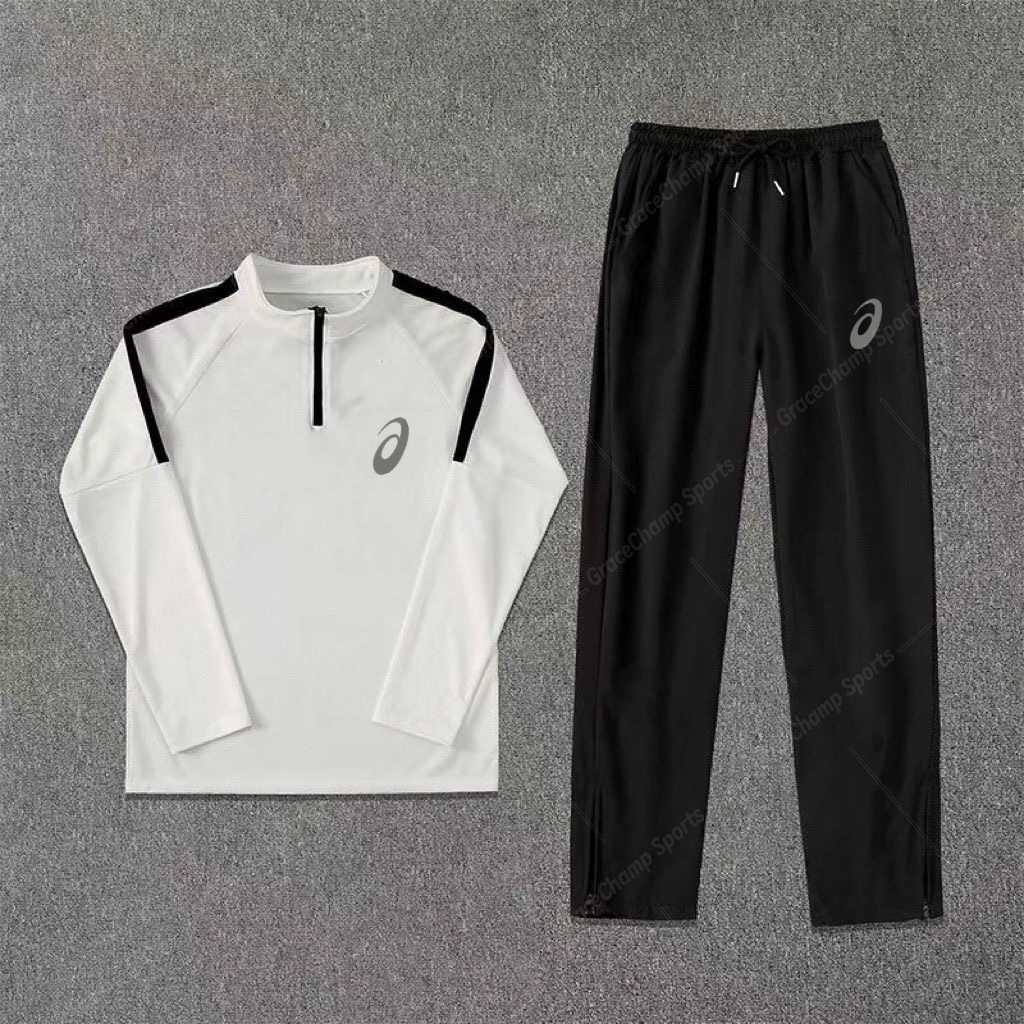 Night Running Set for Men Asic Long Sleeve Shirt Half zip Jogging Windbreaker Fitness Training Dri fit Kit Outdoor Sports Accessories Quick-dry Breathable