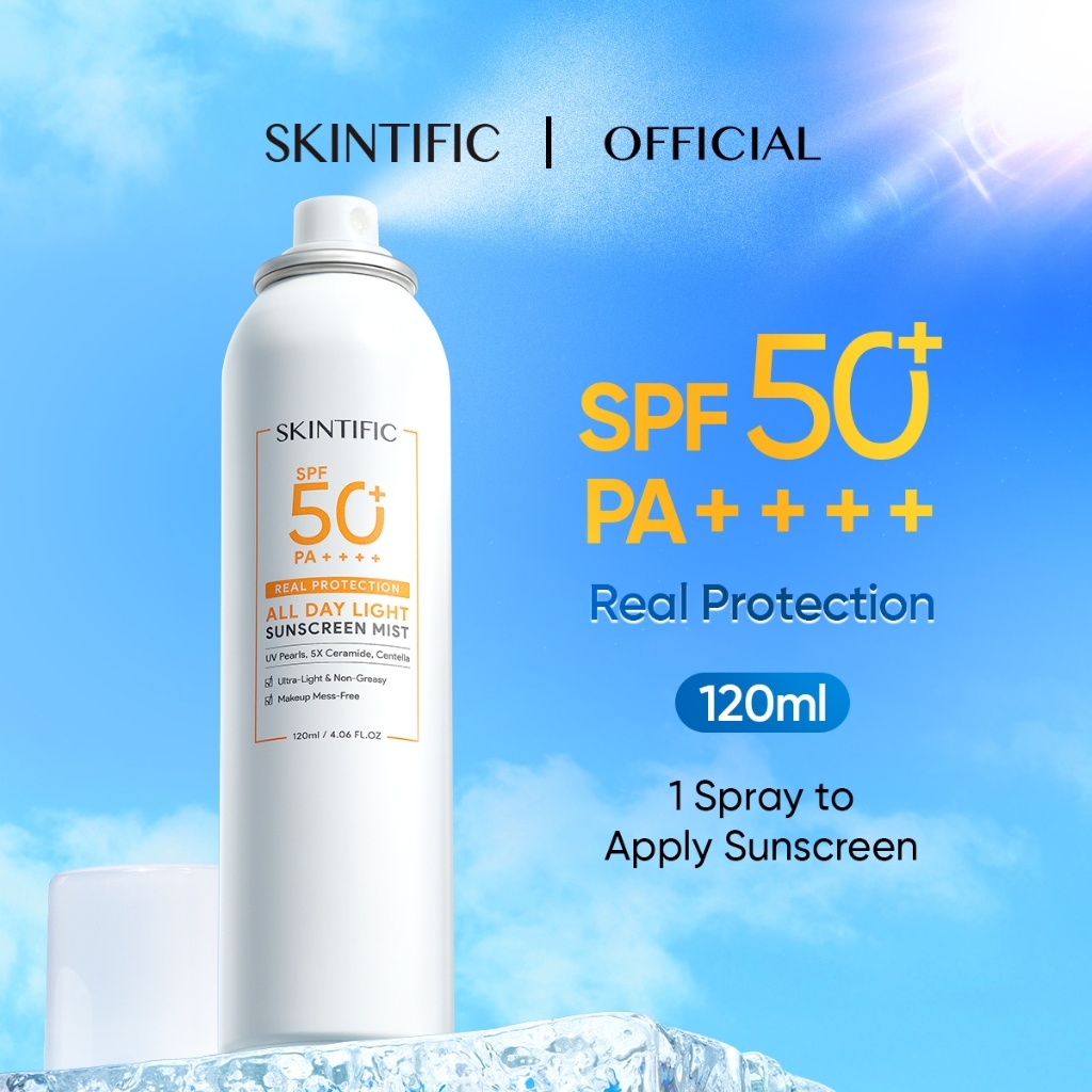 [120ml] Skintific All Day Light Sunscreen Mist SPF50 PA++++ Sunscreen Spray Anti UV Face Body Spray Anti UV UVA UVB