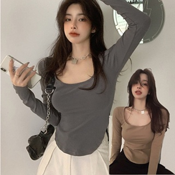 【WJZ】Women's Korean style fashionable versatile breathable high quality fabric long sleeve Top【6806】