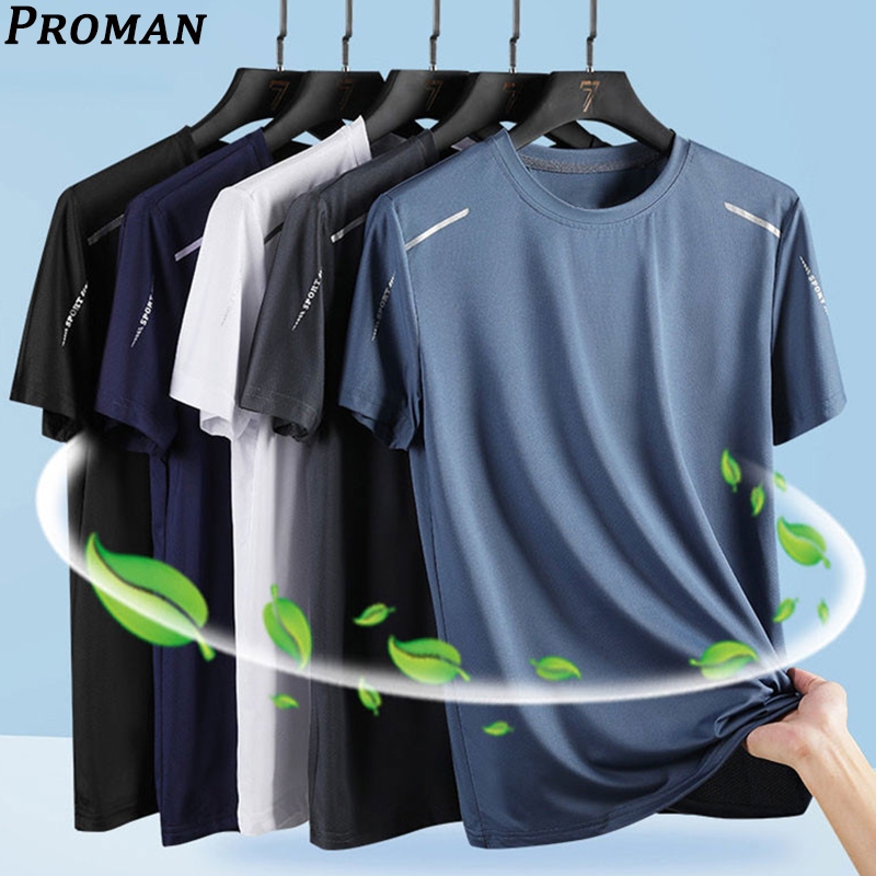 【READY STOCK】ProMan baju t shirt lelaki Quick-Dry Short-sleeved round Neck sports unisex T-Shirt男女运动短袖T恤