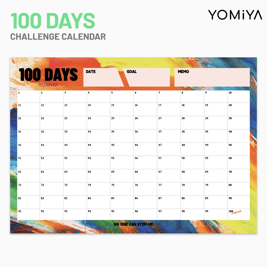 100 DAYS Calendar, Plan Paper, Wall Calendar, Progress Tracker, Self Improvement, Fitness Journal, Weight Loss Challenge