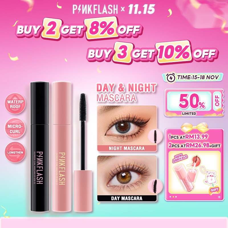 Pinkflash OhMyWink Mascara Day And Night Lengthening Volume Waterproof Fiber Filled Silicone Wands